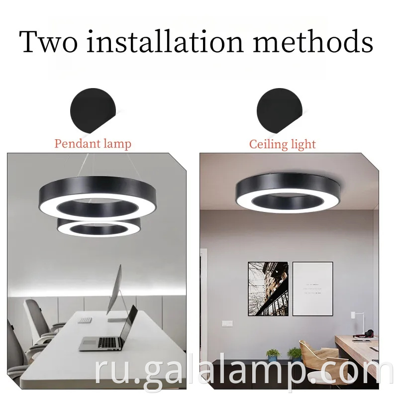 Электронный современный светодиодный кольцо подвесного подвесного света для элегантных офисов